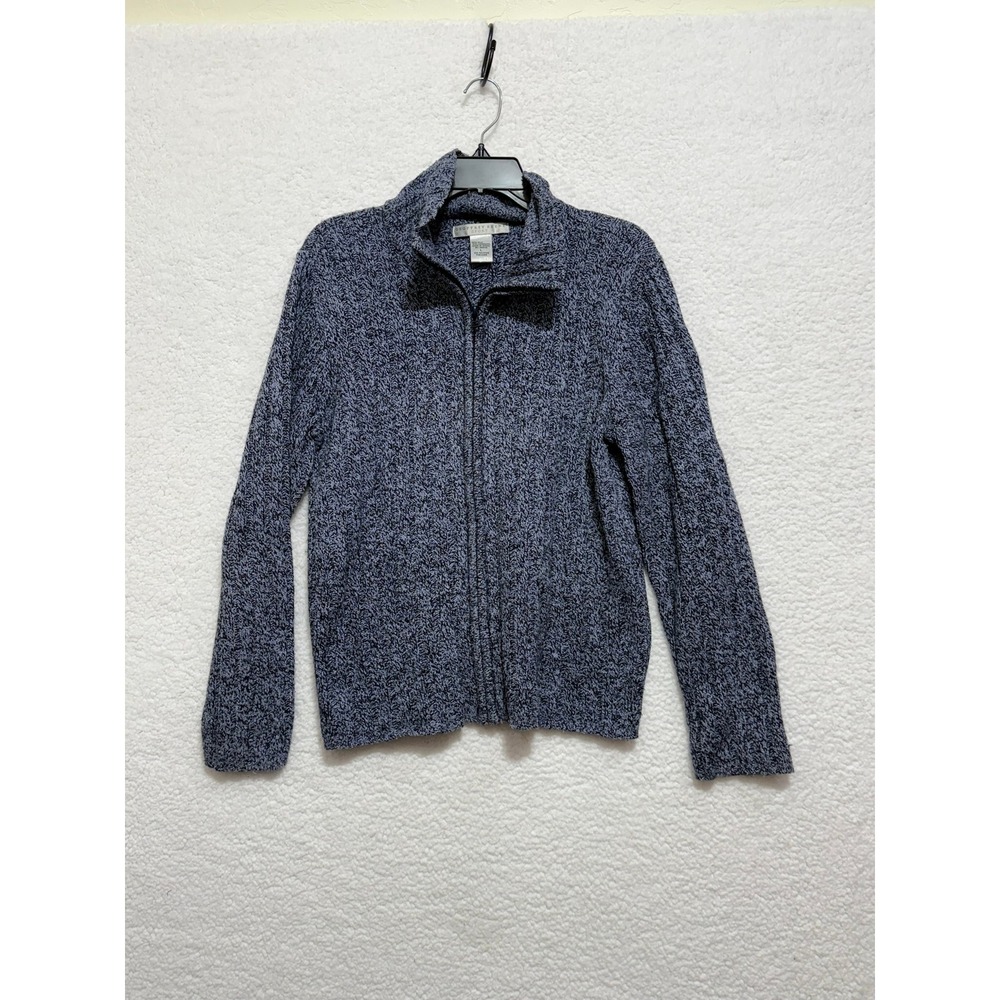 GEOFFREY BEENE SPORT Women's‎ Blue Speckled Knit Zip Up Sweater Size L